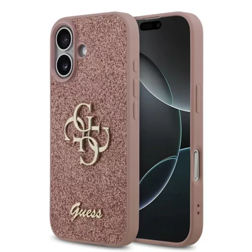 Guess PU Fixed Glitter 4G Metal Logo tok iPhone 17 készülékhez rózsaszín