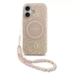   Guess IML Flowers Allover Strap MagSafe tok iPhone 17 készülékhez rózsaszín