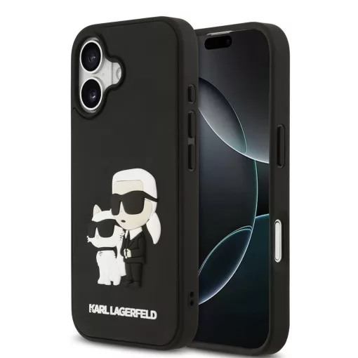 Karl Lagerfeld 3D Rubber Karl and Choupette tok iPhone 17 készülékhez fekete