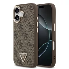   Guess PU Leather 4G Triangle Logo Gold Frame MagSafe tok iPhone 17 készülékhez barna
