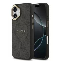   Guess PU bőr 4G Gold Frame MagSafe tok iPhone 17 készülékhez fekete