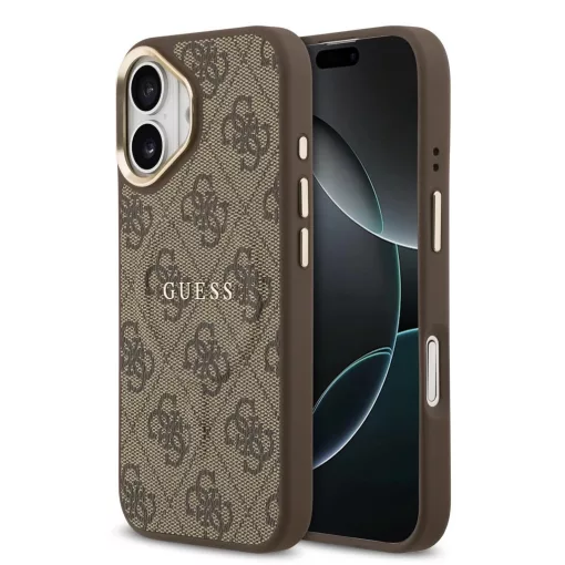 Guess PU Leather 4G Gold Frame MagSafe tok iPhone 17 készülékhez barna