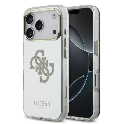 Guess PC/TPU Mirror 4G Glitter Logo MagSafe tok iPhone 17 Pro készülékhez arany