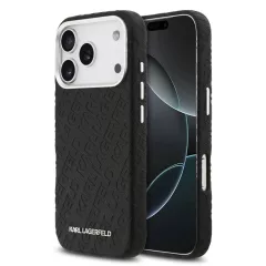   Karl Lagerfeld Grained PU Repeated Logo MagSafe tok iPhone 17 Pro készülékhez fekete