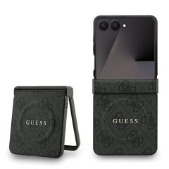   Guess PU Leather 4G Colored Ring Magnetic tok Samsung Galaxy Z Flip 7 készülékhez fekete