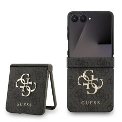   Guess PU 4G Metal Logo tok Samsung Galaxy Z Flip 7 készülékhez szürke
