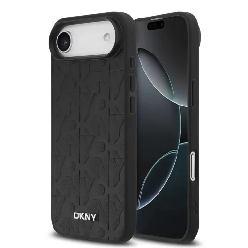 DKNY PU Leather Grid Pattern Magsafe tok iPhone Air készülékhez fekete