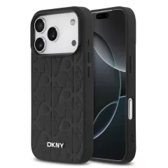   DKNY PU Leather Grid Pattern Magsafe tok iPhone 17 Pro készülékhez fekete