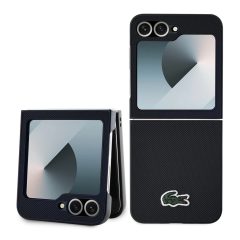   Lacoste Iconic Petit Pique Woven Logo MagSafe tok Samsung Galaxy Z Flip 6/7 FE készülékhez fekete