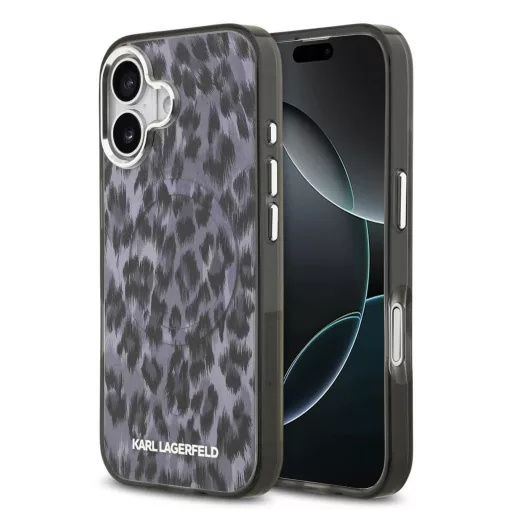 Karl Lagerfeld IML Leopard MagSafe tok iPhone 17 készülékhez szürke