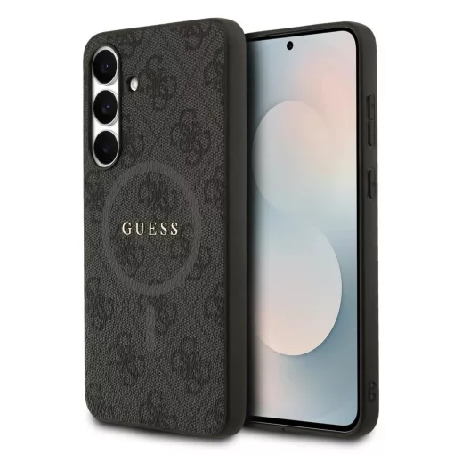 Guess PU Leather 4G Colored Ring MagSafe tok Samsung Galaxy S25 FE készülékhez fekete