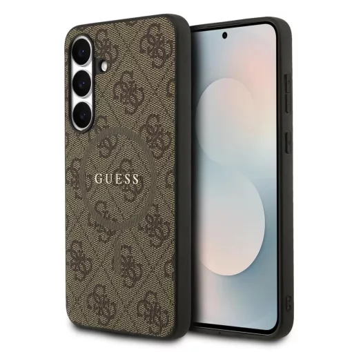Guess PU Leather 4G Colored Ring MagSafe tok Samsung Galaxy S25 FE készülékhez barna
