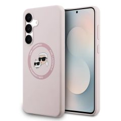   Karl Lagerfeld Liquid Silicone K&CH Heads MagSafe tok Samsung Galaxy S25 FE készülékhez rózsaszín
