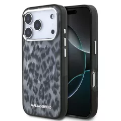   Karl Lagerfeld IML Leopard MagSafe tok iPhone 17 Pro készülékhez szürke