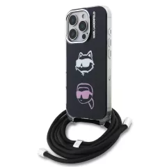   Karl Lagerfeld IML Crossbody K&CH Heads tok iPhone 16 Pro készülékhez fekete