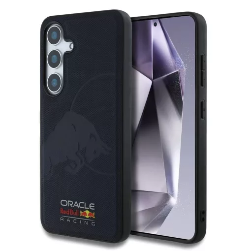 Red Bull Leather Meshed Debossed Logo MagSafe tok Samsung Galaxy S25 készülékhez tengerészkék