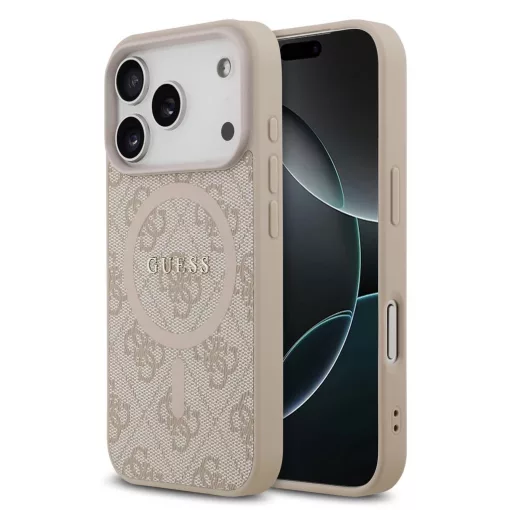 Guess PU Leather 4G Colored Ring MagSafe tok iPhone 17 Pro készülékhez rózsaszín