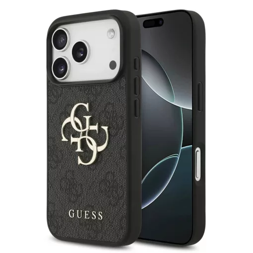Guess PU 4G Metal Logo tok iPhone 17 Pro készülékhez szürke