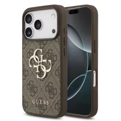   Guess PU 4G Metal Logo tok iPhone 17 Pro készülékhez barna