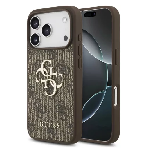 Guess PU 4G Metal Logo tok iPhone 17 Pro készülékhez barna