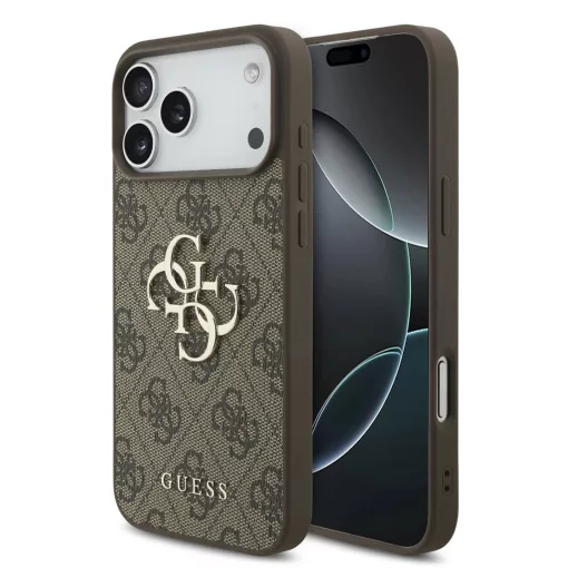 Guess PU 4G Metal Logo Strap tok iPhone 17 Pro Max készülékhez barna