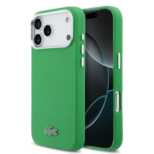 Lacoste Iconic Petit Pique Metal Logo MagSafe tok iPhone 17 Pro Max készülékhez zöld
