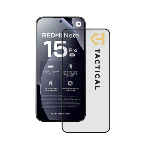 Tactical Glass Shield 5D for Xiaomi Redmi Note 15 Pro készülékhez fekete