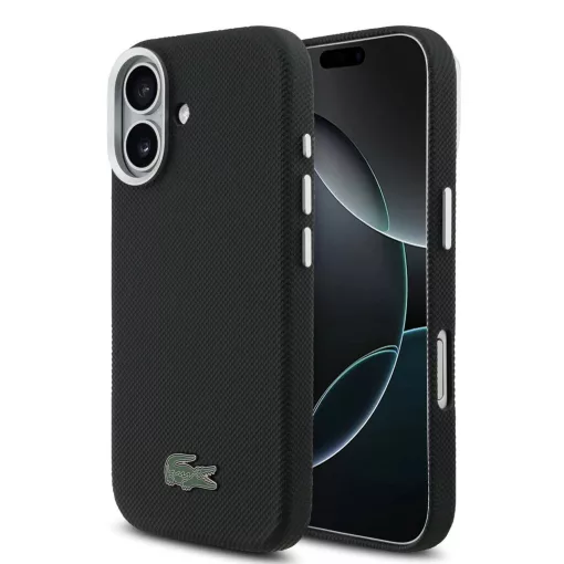 Lacoste PVC Iconic Petit Pique Metal Logo MagSafe tok iPhone 17 készülékhez fekete