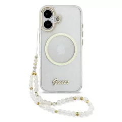   Guess IML Glitter Script Strap MagSafe tok iPhone 17 készülékhez átlátszó