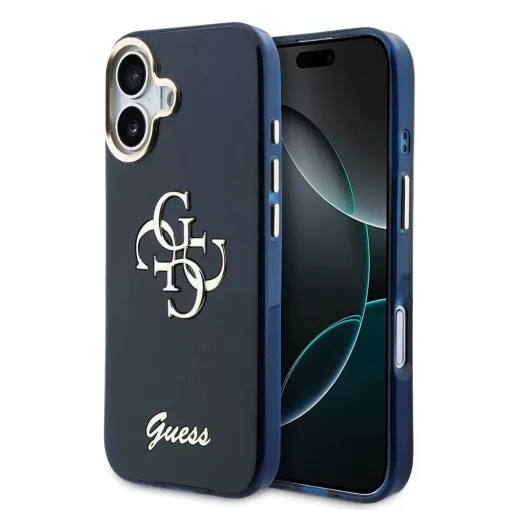 Guess IML 4G Script Metal Logo tok iPhone 17 készülékhez kék