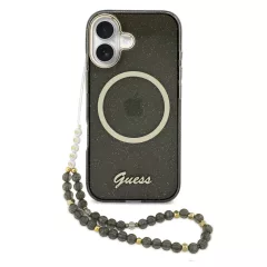   Guess IML Glitter Script Strap MagSafe tok iPhone 17 készülékhez fekete