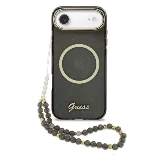 Guess IML Glitter Script Strap MagSafe tok iPhone Air készülékhez, fekete
