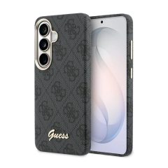   Guess PU 4G Script Metal Logo mágneses tok Samsung Galaxy S26 készülékhez fekete