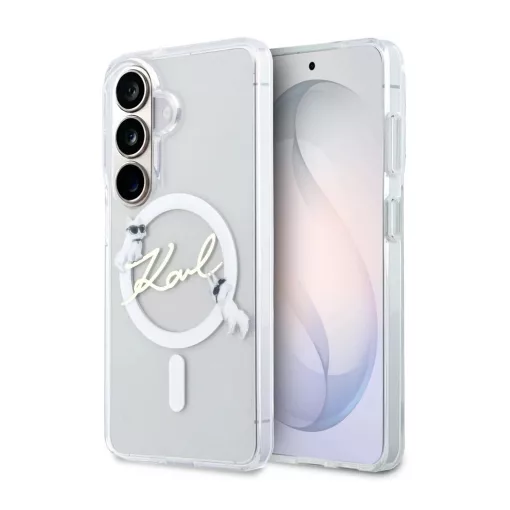 Karl Lagerfeld IML Choupette Karl Script Logo mágneses tok Samsung Galaxy S26 készülékhez átlátszó