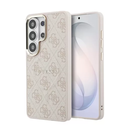 Guess PU bőr 4G Gold Frame mágneses tok Samsung Galaxy S26 Ultra készülékhez rózsaszín