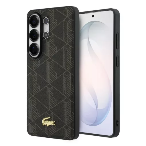 Lacoste PVC Blend Monogram arany logós mágneses tok Samsung Galaxy S26 Ultra készülékhez barna