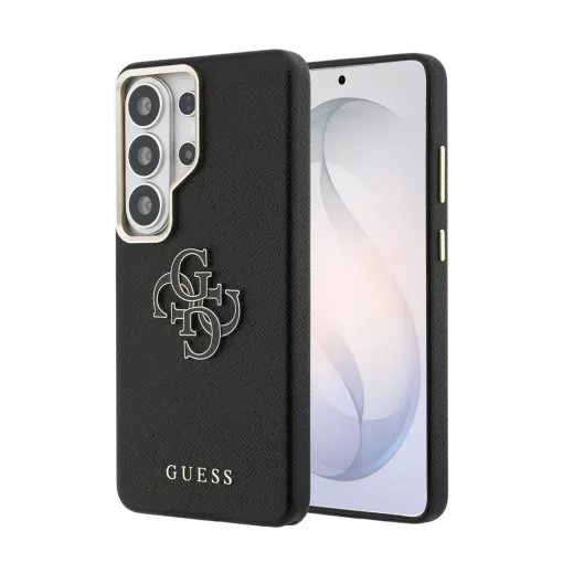 Guess PU 4G Resin Metal Logo tok Samsung Galaxy S26 Ultra készülékhez, fekete