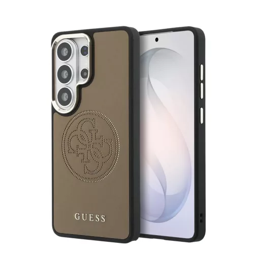 Guess PU-s perforált 4G logós mágneses tok Samsung Galaxy S26 Ultra készülékhez barna