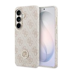   Guess PU-bőr 4G Strass Logo arany keretes mágneses tok Samsung Galaxy S26 készülékhez rózsaszín