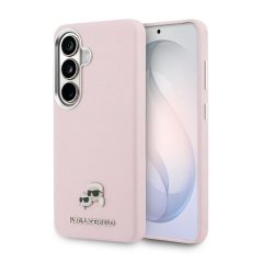   Karl Lagerfeld K&CH Heads mágneses tok Samsung Galaxy S26+ készülékhez, struktúrált PU bőr, rózsaszín