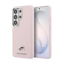   Karl Lagerfeld barázdált PU-bőr K&CH Heads mágneses tok Samsung Galaxy S26 Ultra készülékhez rózsaszín