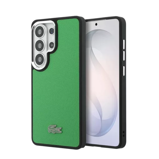 Lacoste Petit Pique fém logós mágneses tok Samsung Galaxy S26 Ultra készülékhez, tárkonyzöld