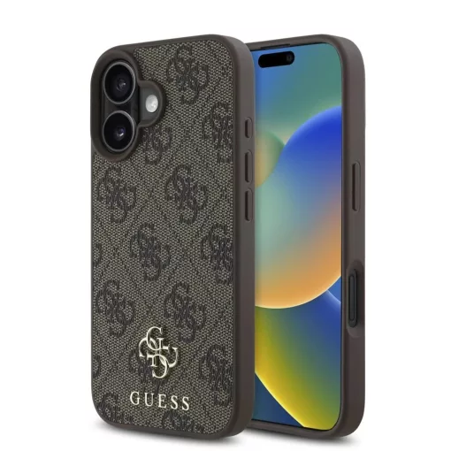 Guess PU 4G Small Metal Logo MagSafe tok iPhone 16 Plus készülékhez barna
