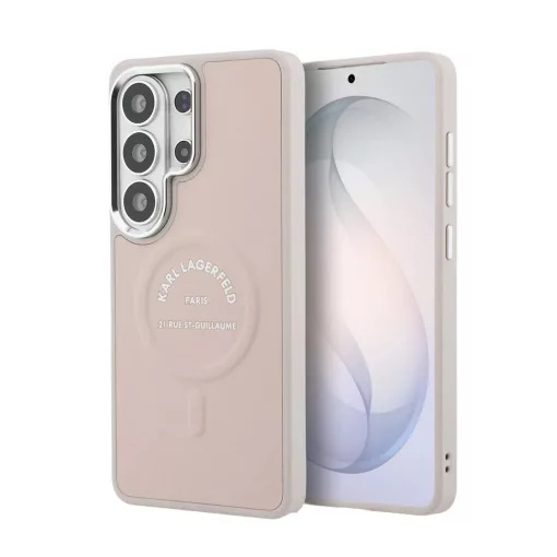 Karl Lagerfeld PU RSG Logo Magnetic tok Samsung Galaxy S26 Ultra készülékhez rózsaszín