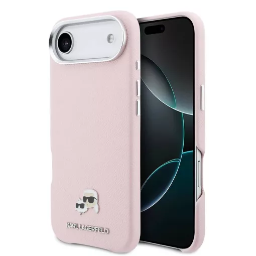 Karl Lagerfeld PU Karl and Choupette Heads Pins MagSafe tok iPhone Air készülékhez rózsaszín