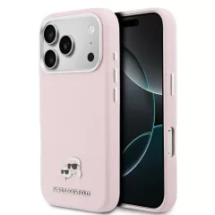   Karl Lagerfeld PU Karl and Choupette Heads Pins MagSafe tok iPhone 17 Pro Max készülékhez rózsaszín