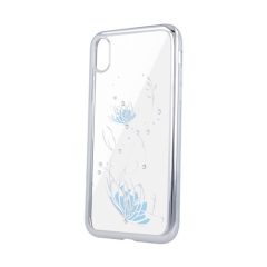   Virágmintás köves tok (Lotus) - Huawei P30 vékony szilikon tok ezüst