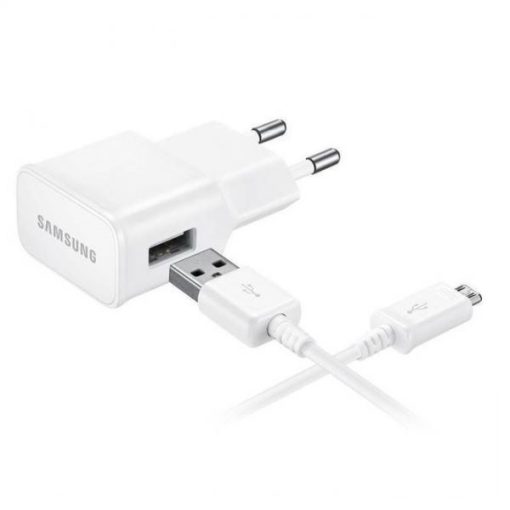 Samsung EP-TA20EWE gyári hálózati fehér gyorstöltő 2A 15W USB - MicroUSB fehér adatkábellel 