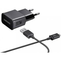   Samsung gyári hálózati fekete töltőfej 2A (ETAU90EBE) 10W USB - MicroUSB adatkábellel 1m ECB-D