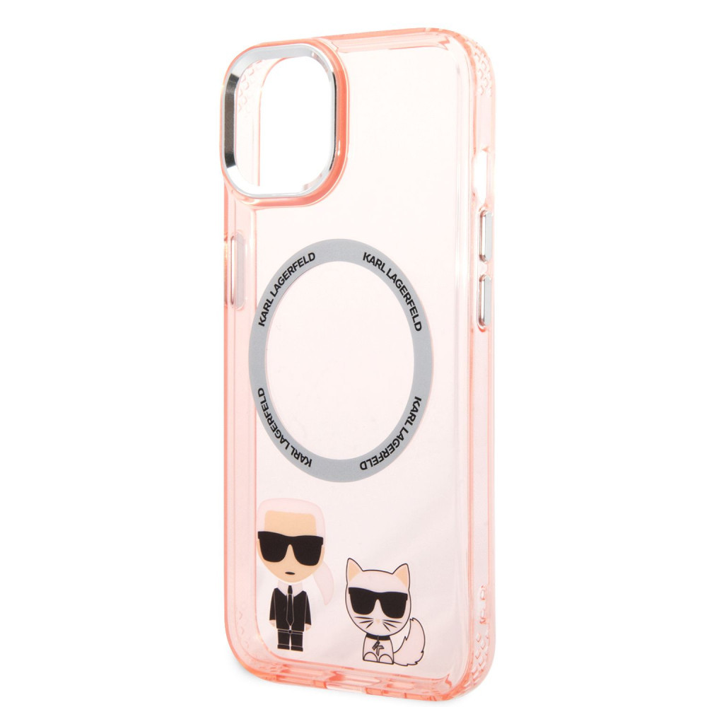 Karl Lagerfeld MagSafe Karl and Choupette Apple iPhone 14 (6.1) hátlapvédő tok pink (KLHMP14SHKCP